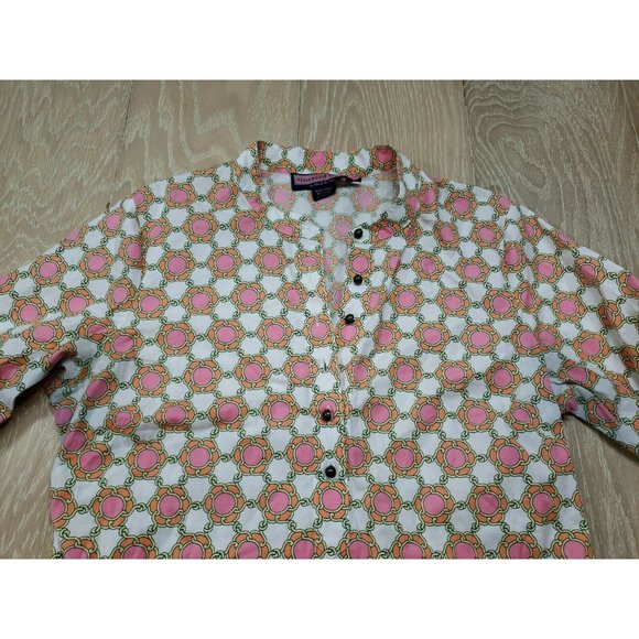 Vineyard Vines Sz 6 Tunic Mandarin Neck Long Sleeve Multicolor Graphic Top - Picture 3 of 12